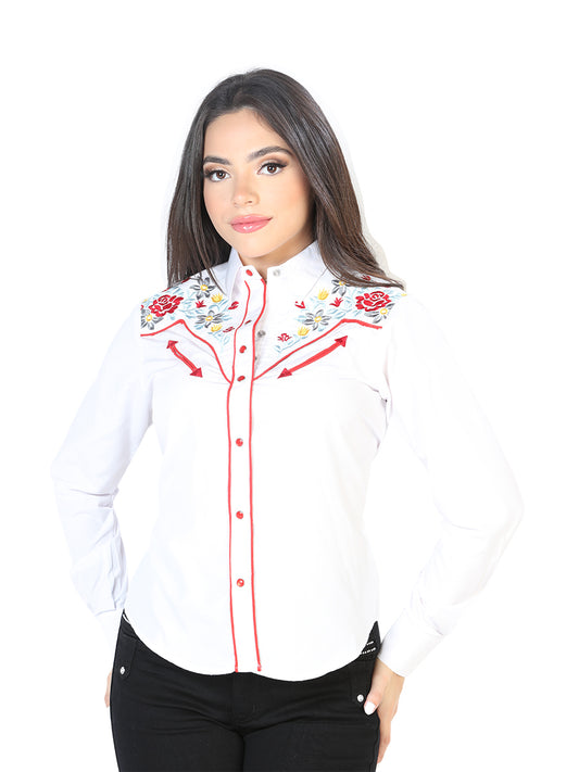 Blusa blanca bordada estilo occidental para mujer 126686