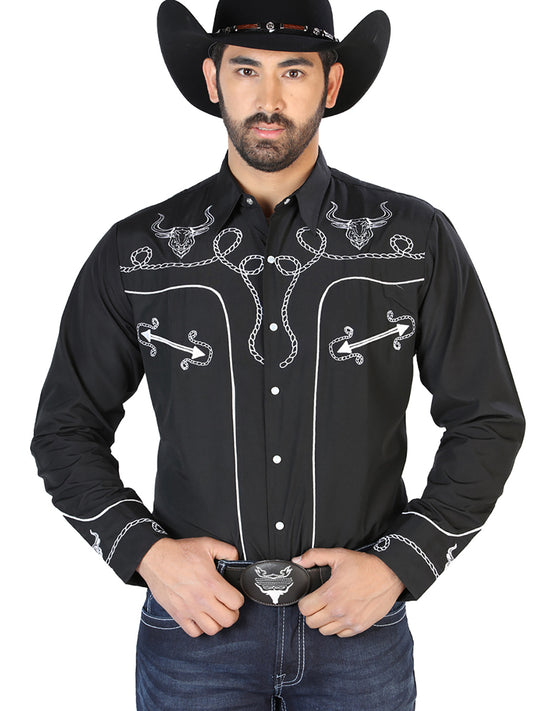 Camisa Bordada El Señor de los Cielos Negro/Blanco 126711