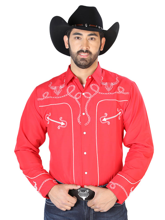 Camisa Bordada El Señor de los Cielos Rojo/Blanco 126713