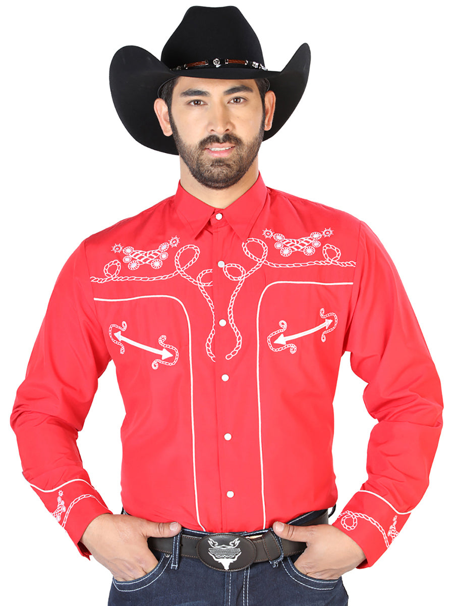 Camisa Bordada El Señor de los Cielos Rojo/Blanco 126719