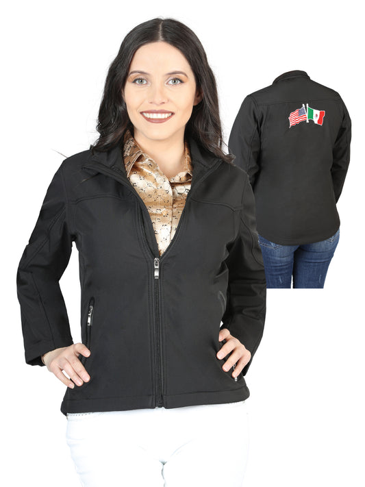 Chaqueta con cremallera para mujer negra 127084