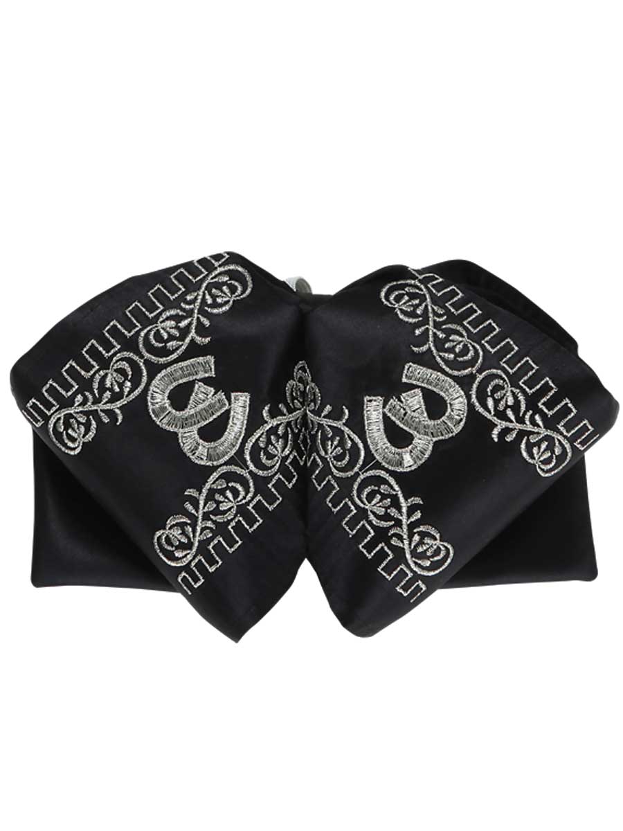 Adult 
Mexican Charro Bow Tie 100% Polyester Black/Silver  600134
