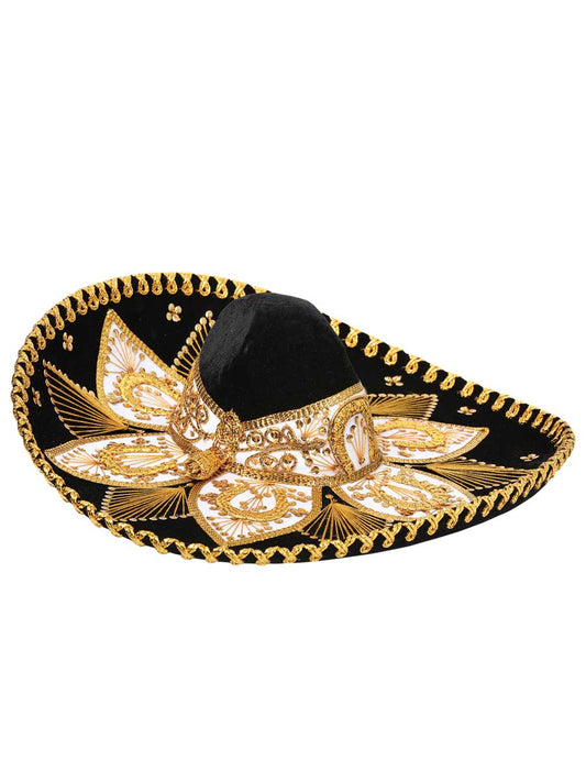 Adult Mexican Charro Hat Velvet Black/Gold 600212