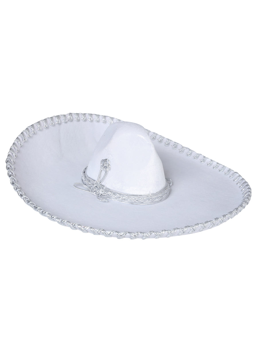 Adulto
 Sombrero Charro Mexicano Terciopelo Blanco/Plateado 600699