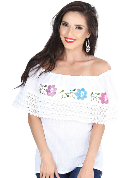 Artisanal Embroidered Blouse 50% Cotton, %50 Polyester White  601310