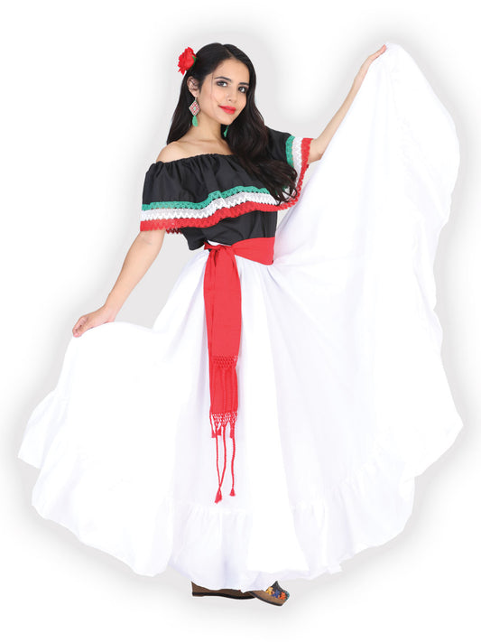 Falda de Baile Doble Vuelo 100% Algodón Blanco 601632