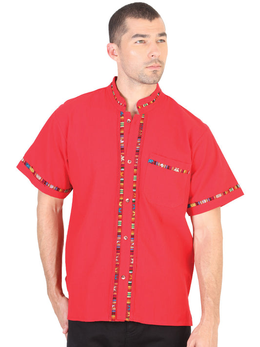 Guayabera Artesanal Mexicana 100% Algodón Rojo 601820