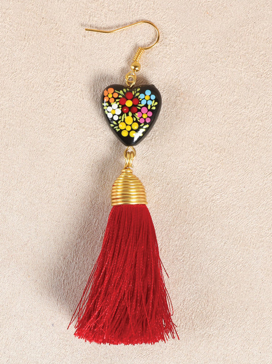 Pendientes artesanales pintados a mano Rojo 602162