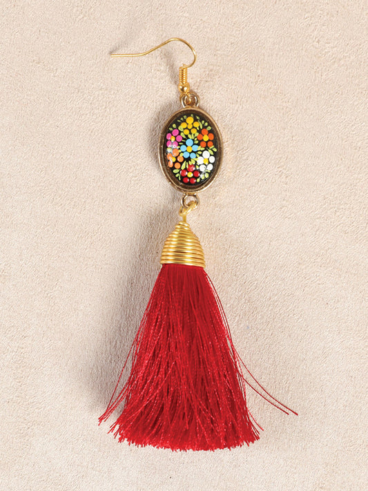 Artisanal Hand Painted Earrings Red 602170