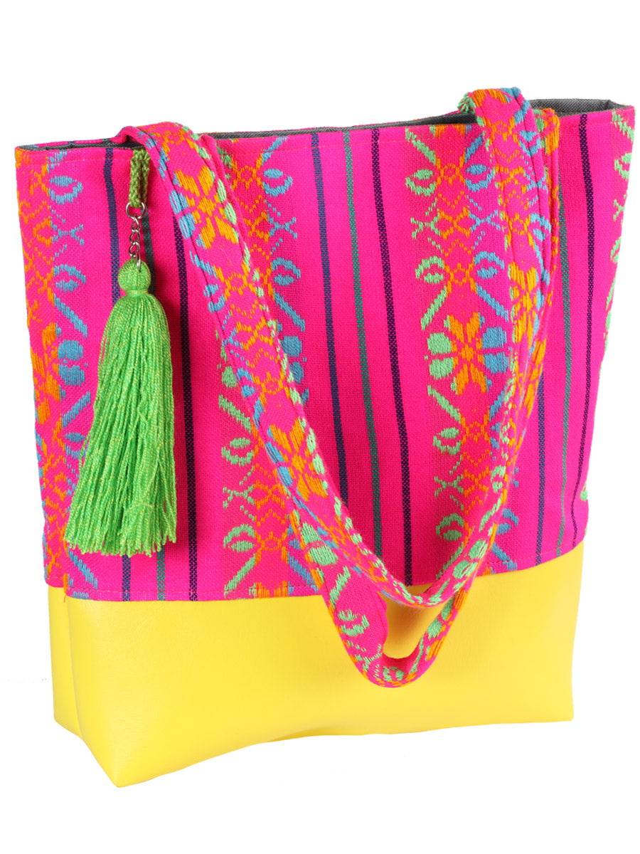 Bolso Artesanal Mexicano 100% Poliéster Rosa 603008
