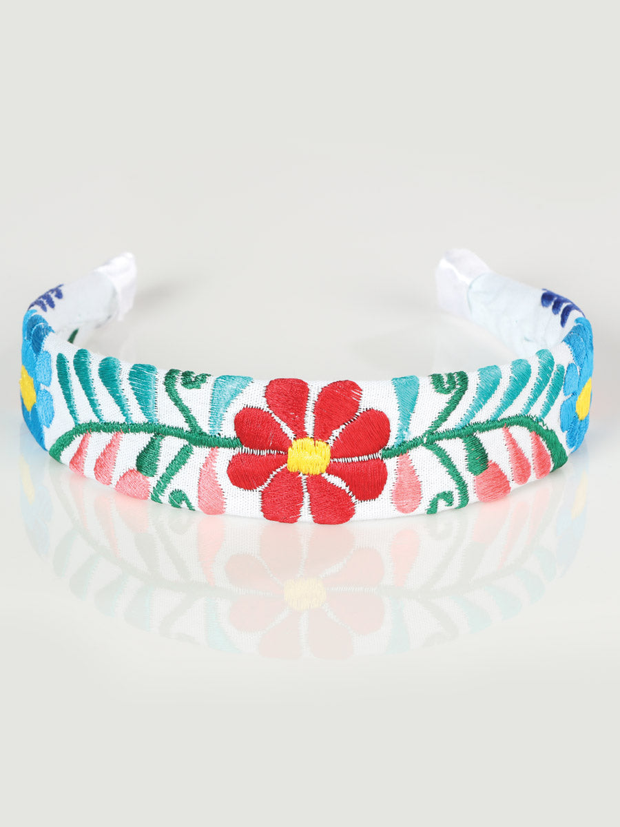 Diadema bordada artesanalmente 100% algodón blanco 603107