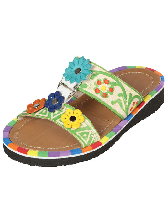 Sandalias Mexicanas Artesanales de Piel Multicolor 603384
