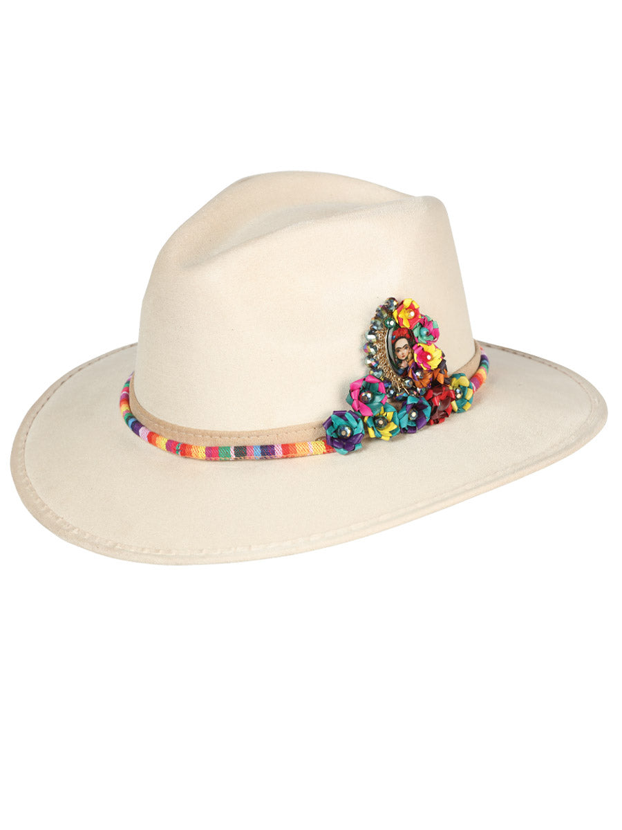 Artisanal Hat Frida Medallion Suede Beige 603664