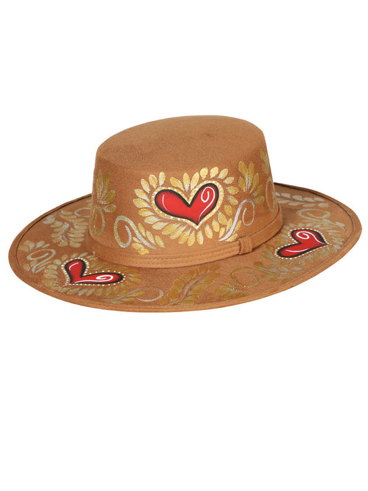 Artisanal Mexican Hand-Painted Hat Suede Black 603723