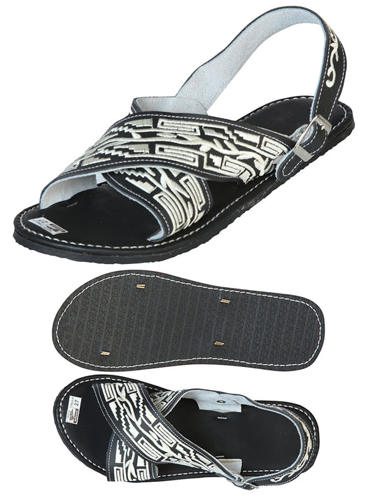 Mexican Artisanal Sandals 50% Leather, 50% Synthetic Black  603786