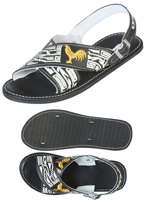 Sandalias Artesanales Mexicanas 50% Piel, 50% Sintético Negro 603790