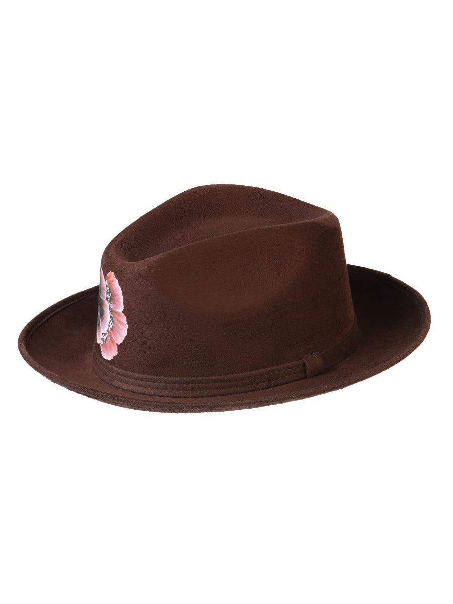 Artisanal Hand Painted Hat Suede Brown 603822