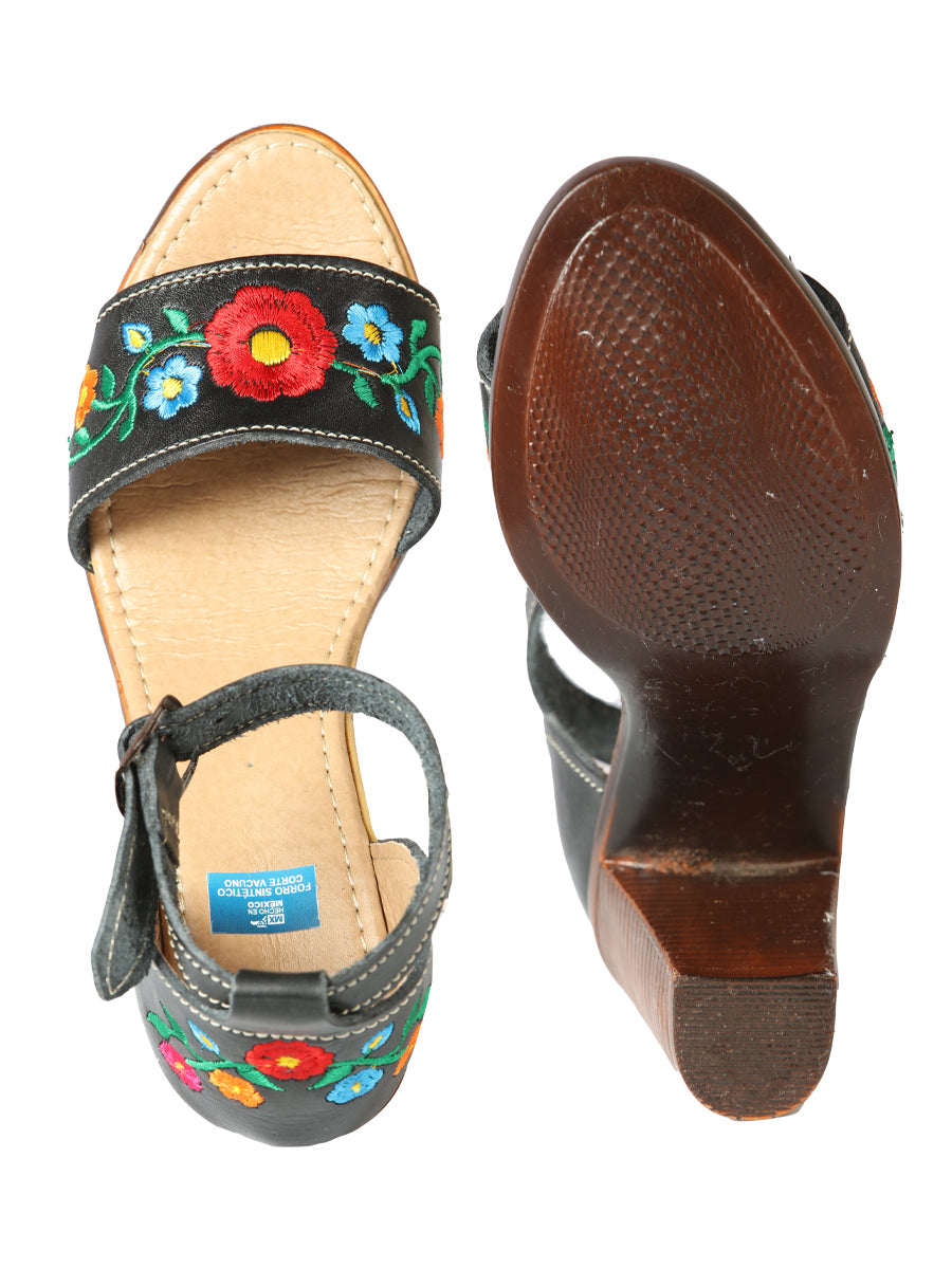 Mexican Artisanal Sandals Leather Black 603952