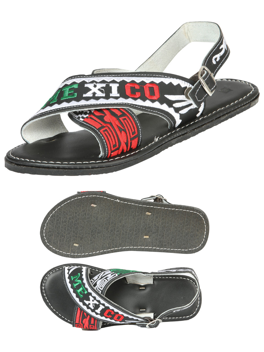 Sandalias Artesanales Mexicanas 50% Piel, 50% Sintético Negro 603954