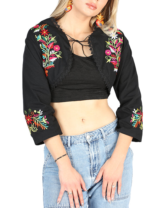 Torera Bordada Artesanal 100% Algodón Negra 604052